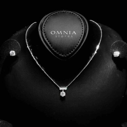 Omnia Azraa White Pendant Necklace And Earrings Set in 92.5 Silver with High-Quality Moissanite Stones - Image 2