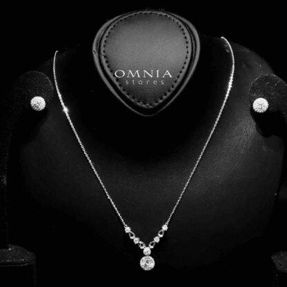 Omnia Badia White Pendant Necklace And Earrings Set in 92.5 Silver with High-Quality Moissanite Stones - Image 2