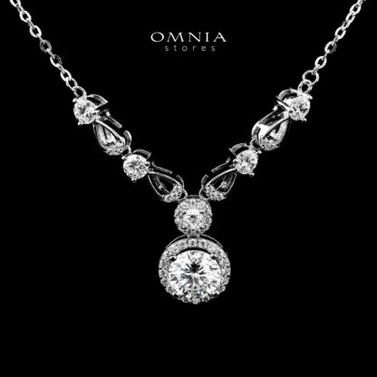 Omnia Badia White Pendant Necklace And Earrings Set in 92.5 Silver with High-Quality Moissanite Stones - Image 3