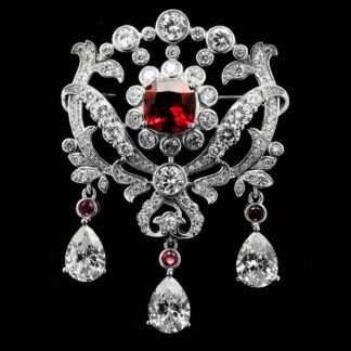 Omnia Balqis Brooch in 92.5 Silver with High Quality Simulated Diamonds