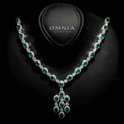 Omnia Danah Green Necklace, Bracelet and Earrings Set in 92.5 Silver High Quality Simulated Diamonds - Image 2