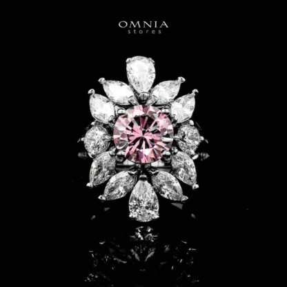 Omnia Durrah Pink Bridal Full Set in High Quality Zircon Stone Rhodium Plated - Image 3