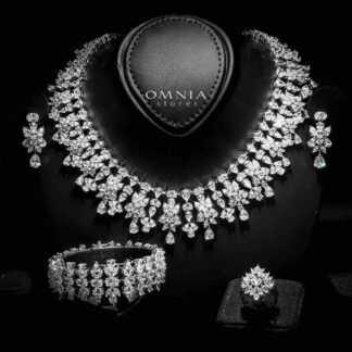 Omnia Dema White Luxury Bridal Full Set in High Quality Zircon Stone Rhodium Plated