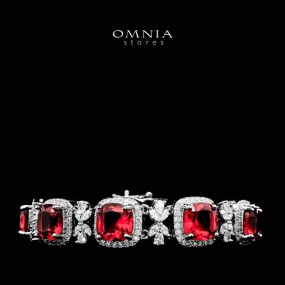 Omnia Fajr Red Bracelet Set in High Quality Zircon Stone in Tarnish Resistant Plating