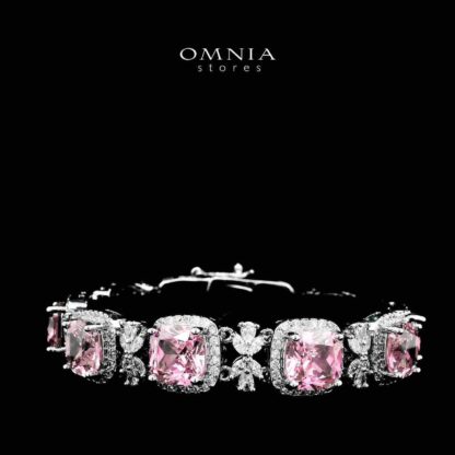 Omnia Fajr Pink Bracelet Set in High Quality Zircon Stone in Tarnish Resistant Plating