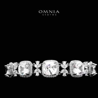 Omnia Fajr White Bracelet Set in High Quality Zircon Stone in Tarnish Resistant Plating