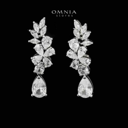 Omnia Fakhira White Bridal Full Set in High Quality Zircon Stone in Rhodium Plated - Image 4