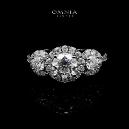 Omnia Fawzia White Ring 92.5 Silver Certified in High Quality Moissanite Stone