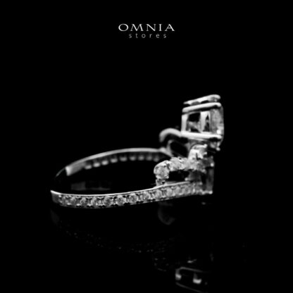Omnia Firdaous White Ring 92.5 Silver Certified in High Quality Moissanite Stone - Image 2