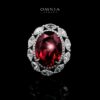 Omnia Ibtisam Red Ring 92.5 Silver Certified in High Quality Lab Grown Ruby Stone