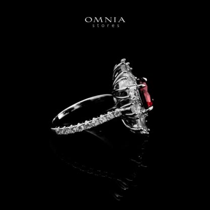 Omnia Jamila Red Ring 92.5 Silver Certified in High Quality Lab Grown Ruby Stone - Image 3