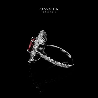 Omnia Jamila Red Ring 92.5 Silver Certified in High Quality Lab Grown Ruby Stone - Image 2