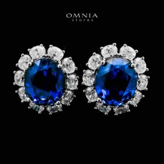 Omnia Jumana Blue Earrings 925 Silver Certified in High Quality Lab Grown Sapphire Stone