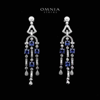 Khadija Lab Grown Sapphire Blue Stones With GRC Certified  Drop Earrings in 925 Silver