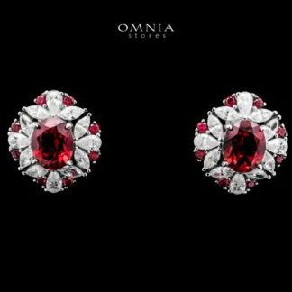 Omnia Kamilah Earrings in 925 Silver With GRC Certifited High Quality Ruby Red Lab Grown Stones