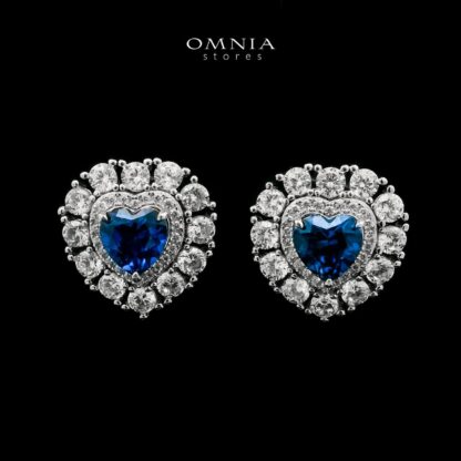 Omnia Mahasin Blue Heart Shape Earrings 925 Silver Certified in High Quality Lab-Grown Sapphire Stone - Image 3