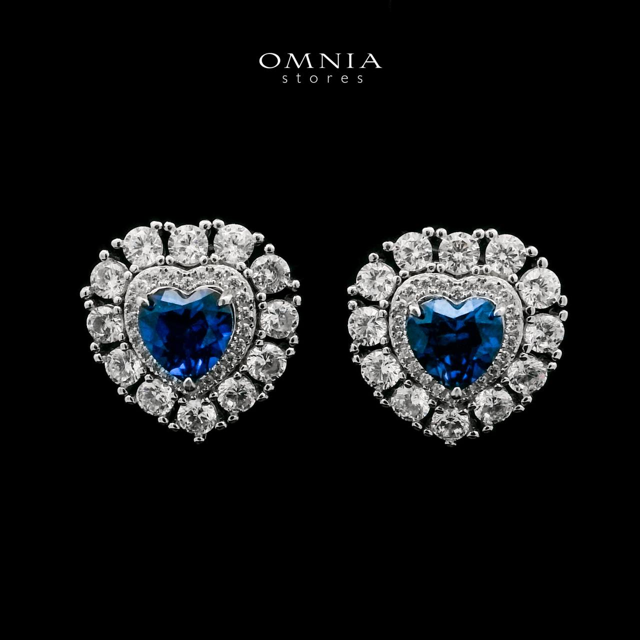 Mahasin Lab Grown Sapphire Blue Stones With GRC Certified Heart Shape Earrings in 925 Silver