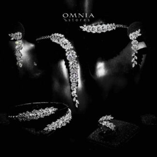 Omnia Nidaa White Bridal Full Set Accessories in High Quality Zircon Stone Rhodium Plated