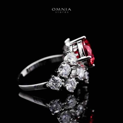 Omnia Istabraq Red Ring 92.5 Silver Certified in High Quality Lab Grown Ruby Stone - Image 3