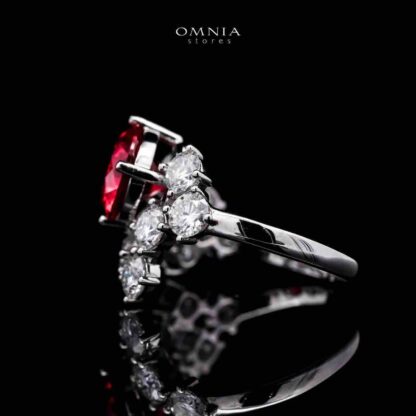 Omnia Istabraq Red Ring 92.5 Silver Certified in High Quality Lab Grown Ruby Stone - Image 2