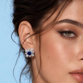 Jinan Lab Grown Sapphire Blue Stones With GRC Certified Earrings in 925 Silver