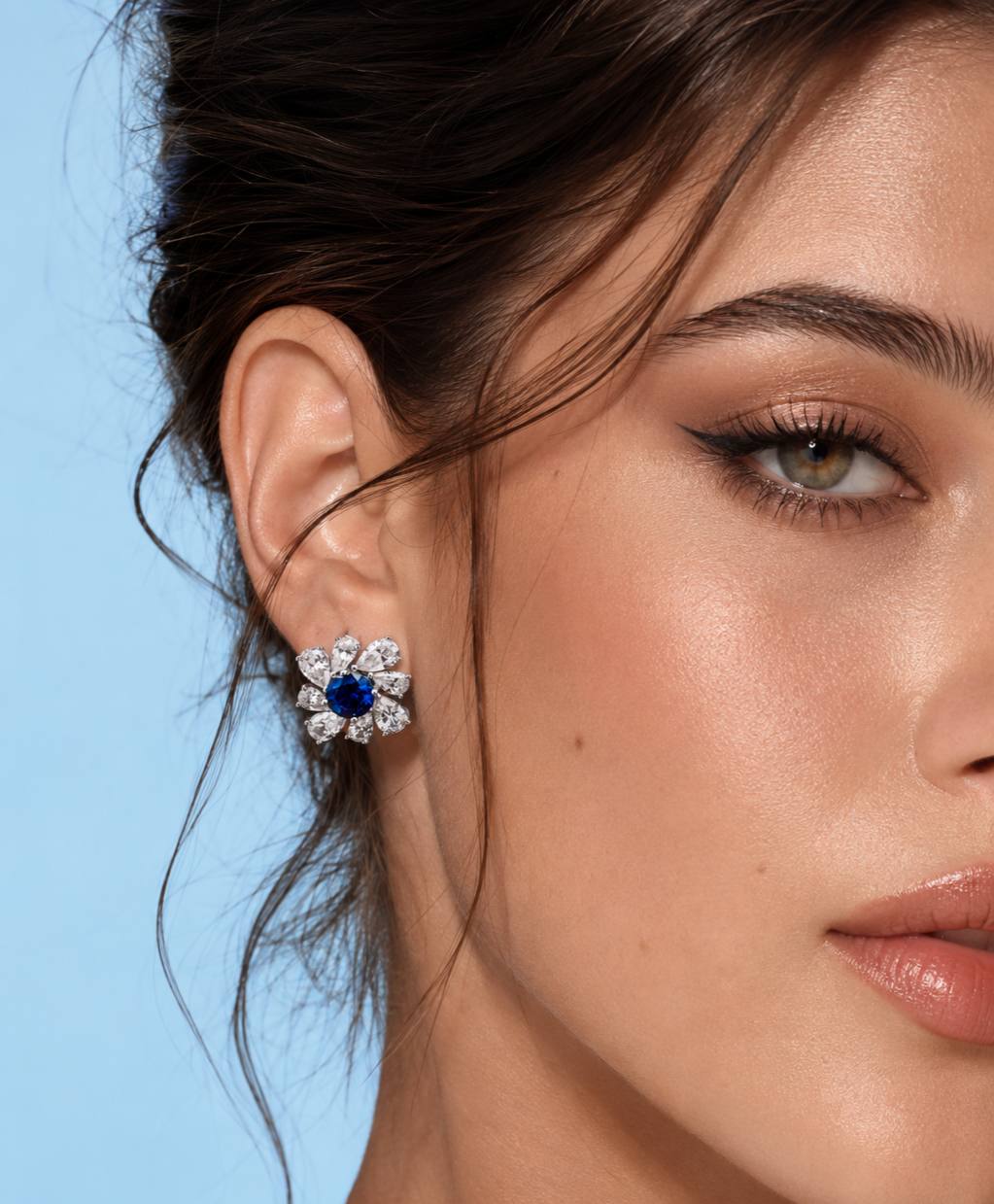 Jinan Lab Grown Sapphire Blue Stones With GRC Certified Earrings in 925 Silver - Image 4