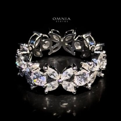 Omnia Lamara Floral-Inspired Ring in 92.5 Silver with High Quality Iced Cut Stones - Image 7