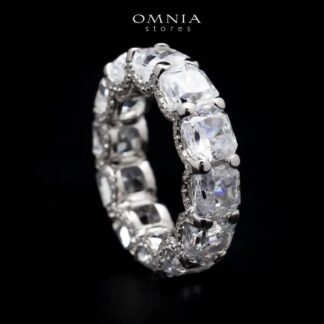 Omnia Agata White .50 Carat Ring in 92.5 Silver High Quality Simulated diamonds
