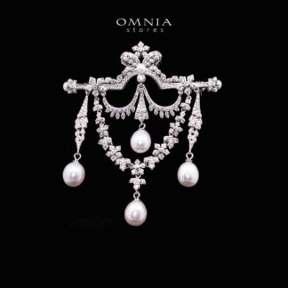 Omnia Haadiyah Fresh Real Water Pearl brooch in 92.5 Silver High Quality Simulated diamonds