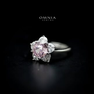 Omnia Ivana White and Pink Flower Ring in High Quality Iced Cut