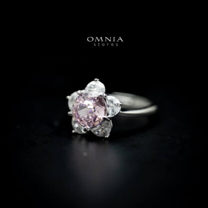 Omnia Ivana White and Pink Flower Ring in High Quality Iced Cut