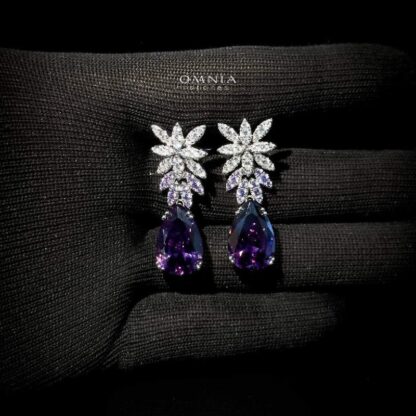 Omnia Farhana Earring 92.5 Silver High Quality Simulated diamonds