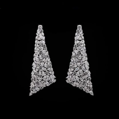 Omnia Jana Pure White Triangle Drop Earrings in 92.5 Silver with High-Quality Simulated Diamonds