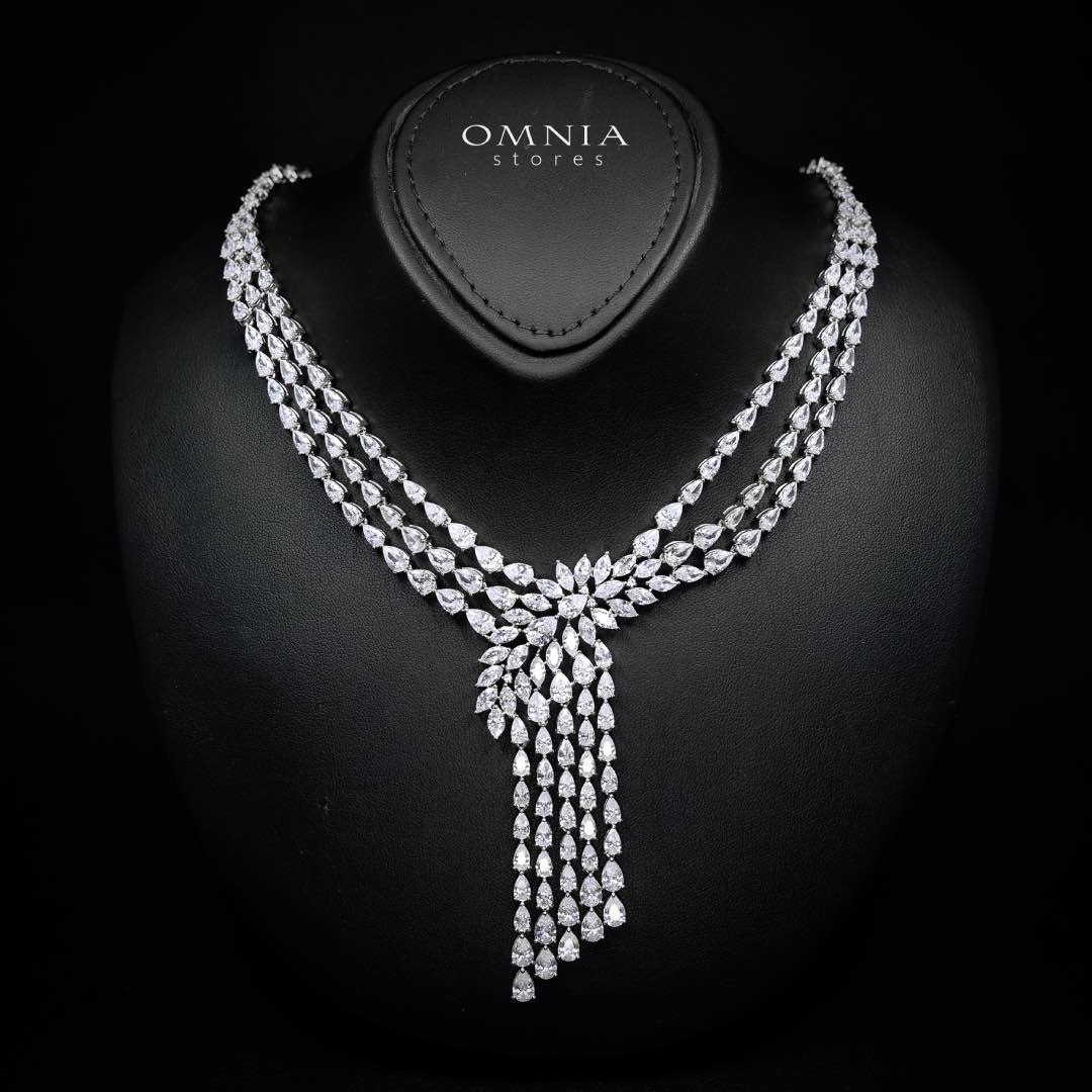 Omnia Rahaf Luxury Bridal Full Set – High-Quality Zircon & Rhodium Plated Jewelry - Image 2