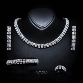 Omnia Hedieh White Bridal Full Set in High Quality Zircon Stone in Rhodium Plated