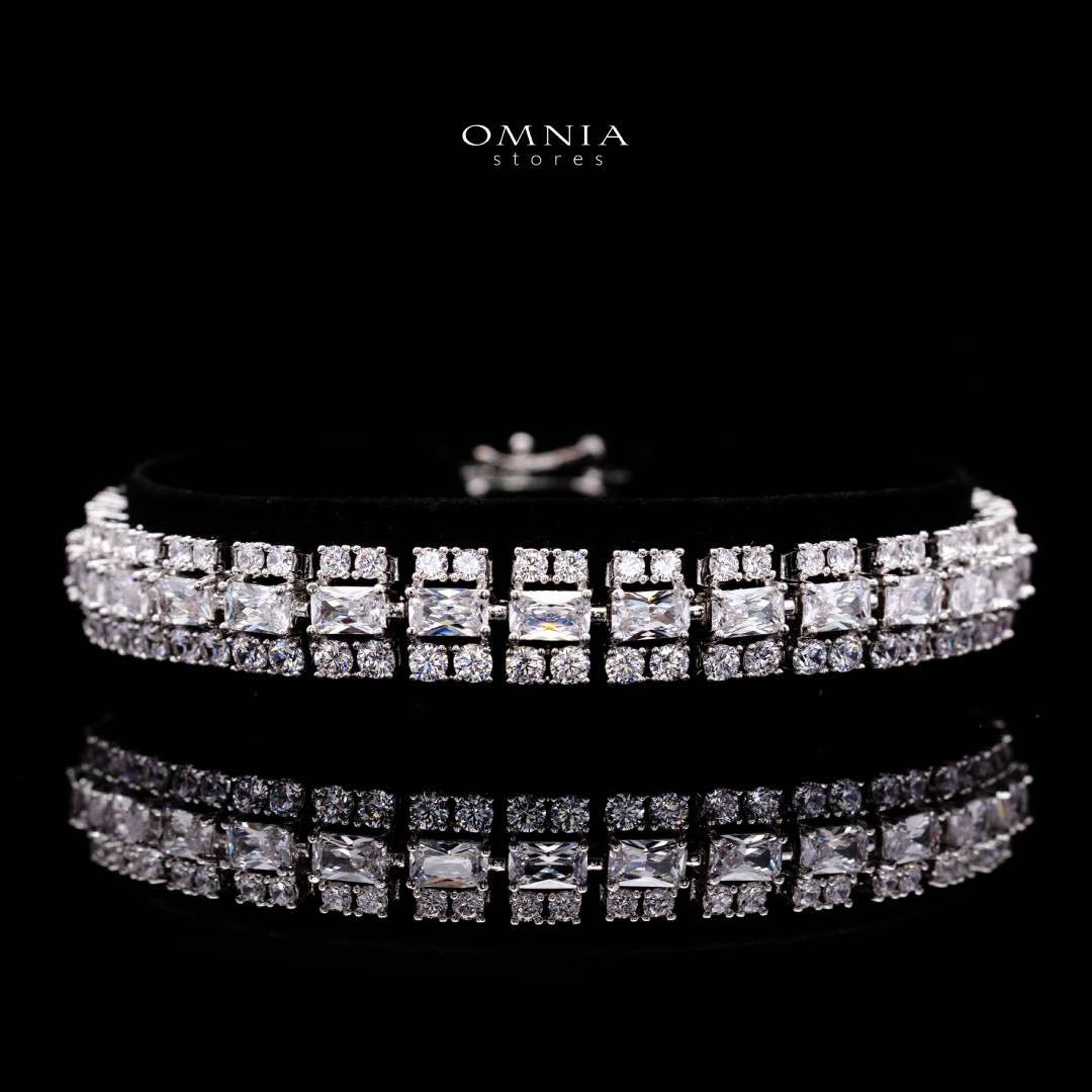Omnia Hedieh White Bridal Full Set in High Quality Zircon Stone in Rhodium Plated - Image 3