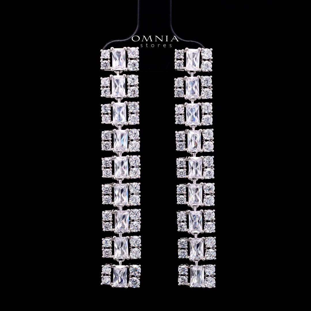 Omnia Hedieh White Bridal Full Set in High Quality Zircon Stone in Rhodium Plated - Image 5