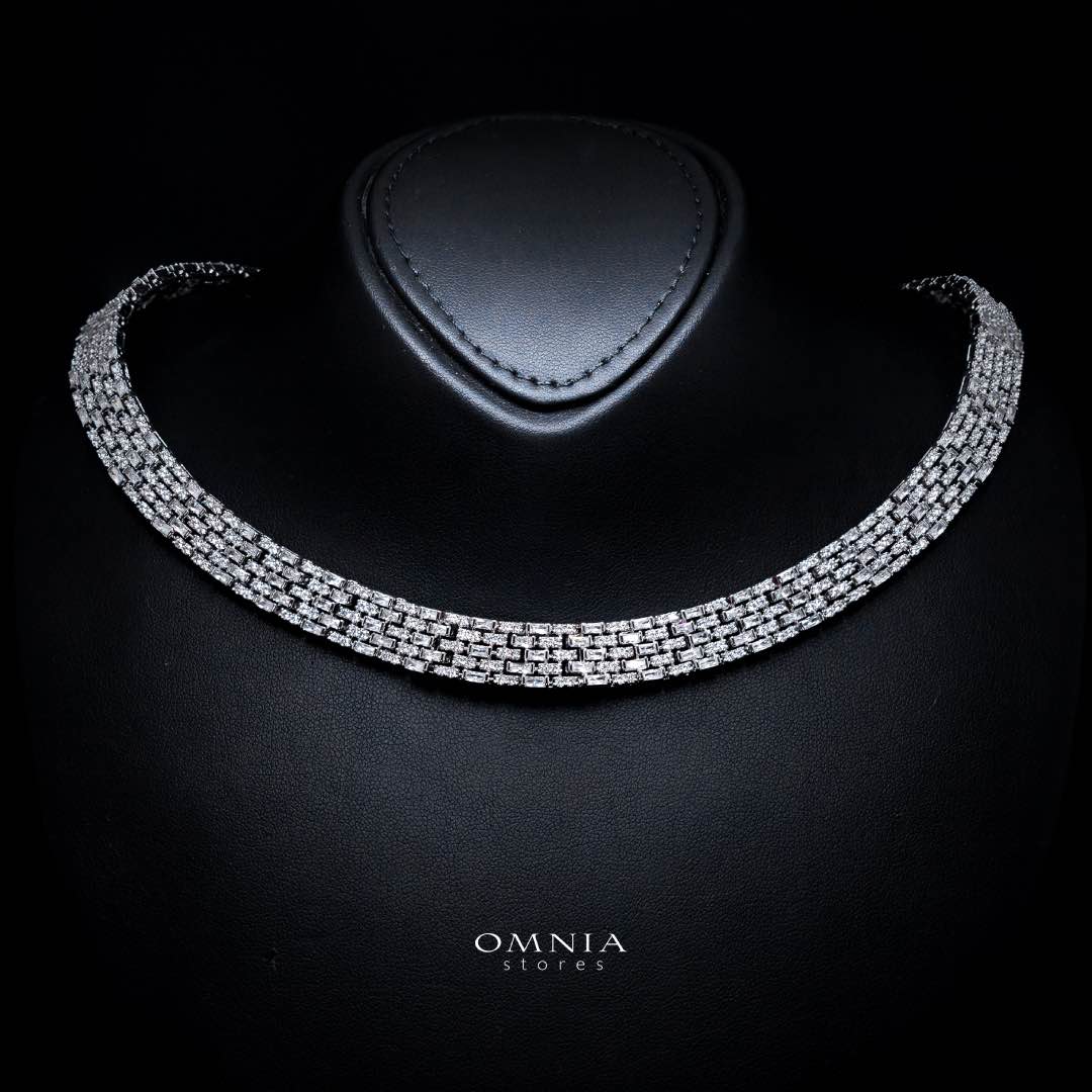 Omnia Zehra White Luxury Bridal Full Set in High Quality Zircon Stone in Rhodium Plated - Image 2