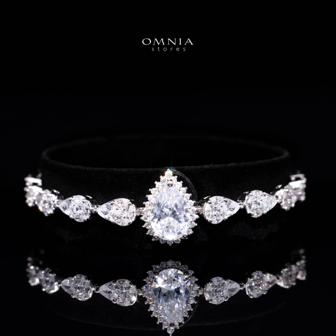 Omnia Radya White Bridal Full Set in High Quality Zircon Stone Rhodium Plated - Image 3