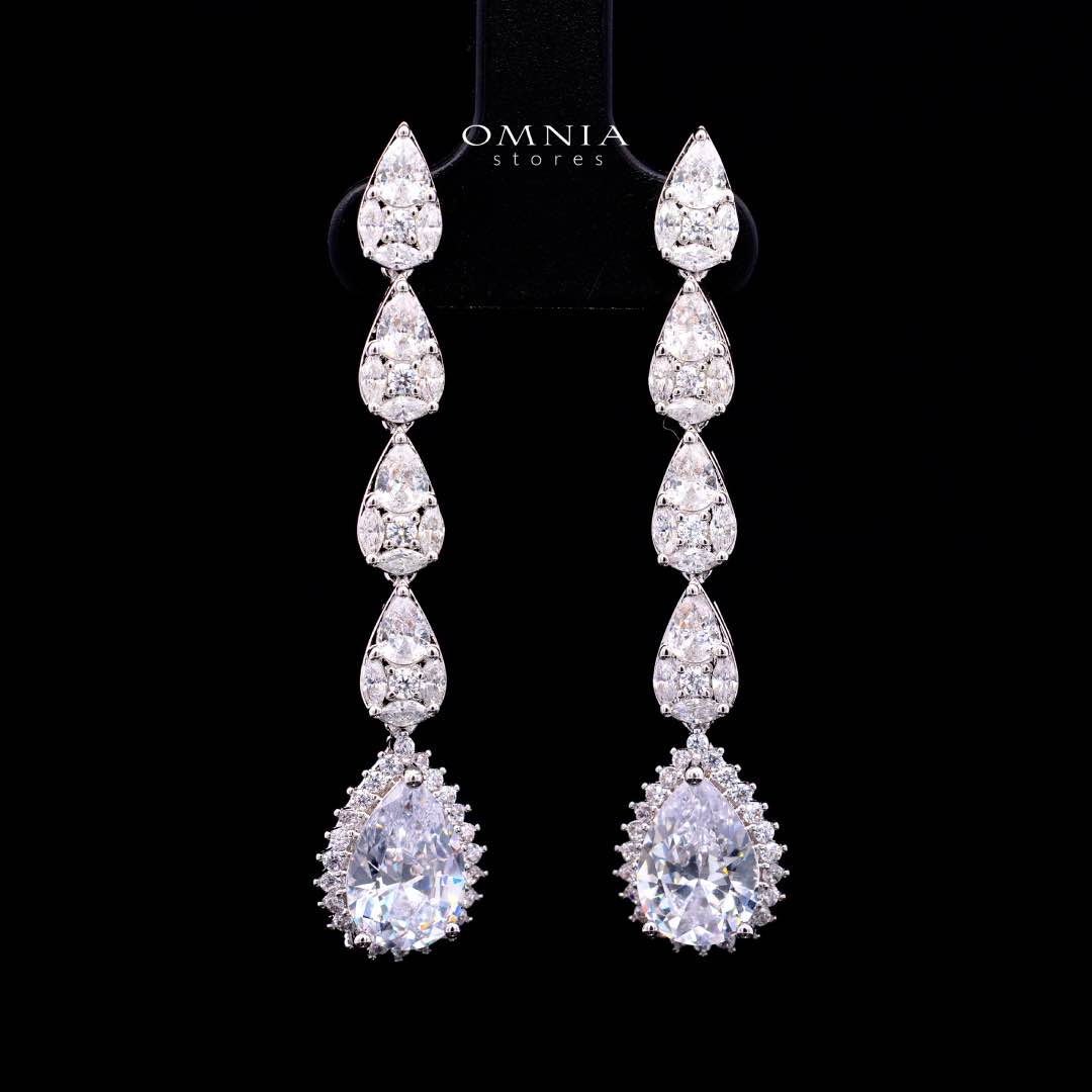 Omnia Radya White Bridal Full Set in High Quality Zircon Stone Rhodium Plated - Image 5