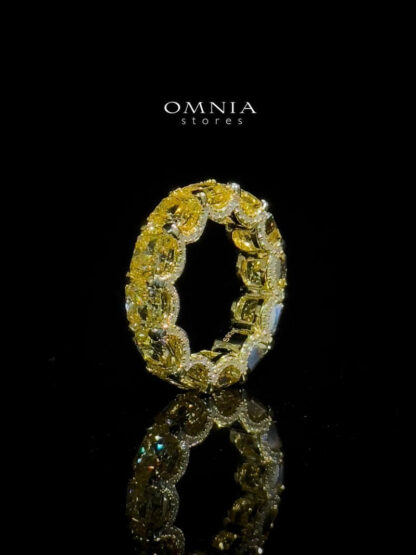 Omnia Agata Yellow .50 Carat Ring in 92.5 Silver High Quality Simulated diamonds