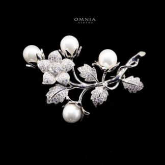 Omnia Ranya brooch in 92.5 Silver High Quality Simulated diamonds