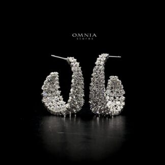 Omnia Elara Hoop Earrings in 92.5 Silver High Quality Zircon Stones