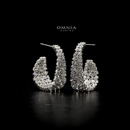 Omnia Elara Hoop Earrings in 92.5 Silver High Quality Zircon Stones