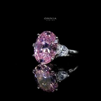 Omnia Adriana Pink Ring 92.5 Silver High Quality Simulated Diamonds