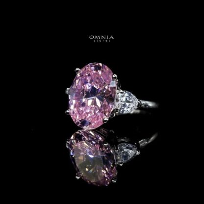 Omnia Adriana Pink Ring 92.5 Silver High Quality Simulated Diamonds