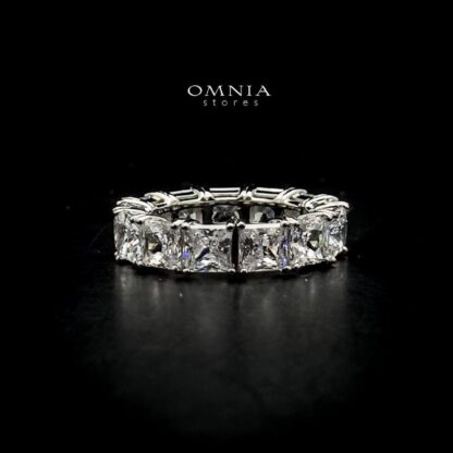 Omnia Amani Princess Cut Eternity White Ring in 92.5 Silver with High Quality Simulated Diamonds