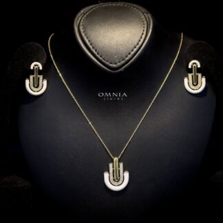 Omnia Andy White Set Accessories in High Quality Zircon Stone Rhodium Plated (only available in KSA)