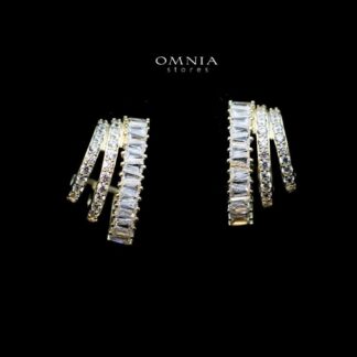 Omnia Mira Layered Hoop Earrings with High Quality Zircon Stone in 92.5 Silver