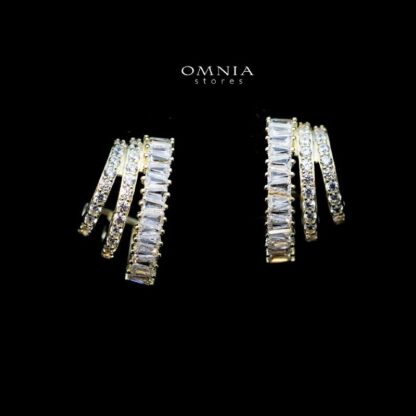 Omnia Mira Layered Hoop Earrings with High Quality Zircon Stone in 92.5 Silver